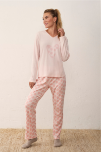 Conjunto 3 Piezas bata y pijama perchado ROSA, Promise